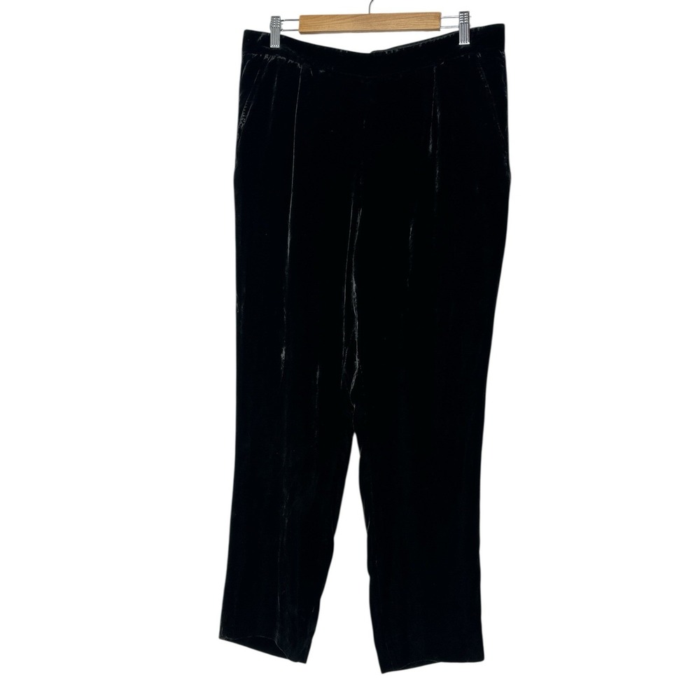 Vince Velvet Pants Women's Large‎ Black Pockets Elastic Waist Comfy Designer
